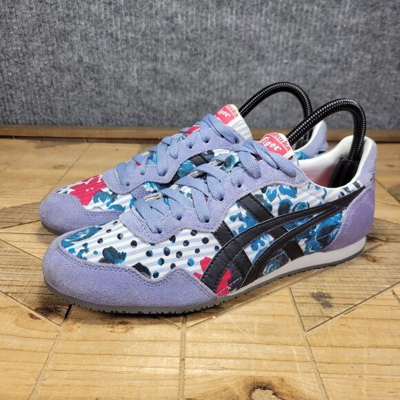 Onitsuka Tiger Serrano Womens Shoes Size 8.5 Blue Floral Retro Athletic Sneakers - Picture 2 of 12